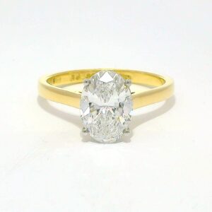 18 carat gold oval lab diamond engagement ring